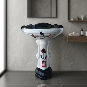 Lavabo de Granito con Pedestal Completo, Modelo Dolphin Zebra, Diseño Moderno, Uso Hospitalario, Ecológico, Fabricado en India, Garantía de por Vida - Product Image 3