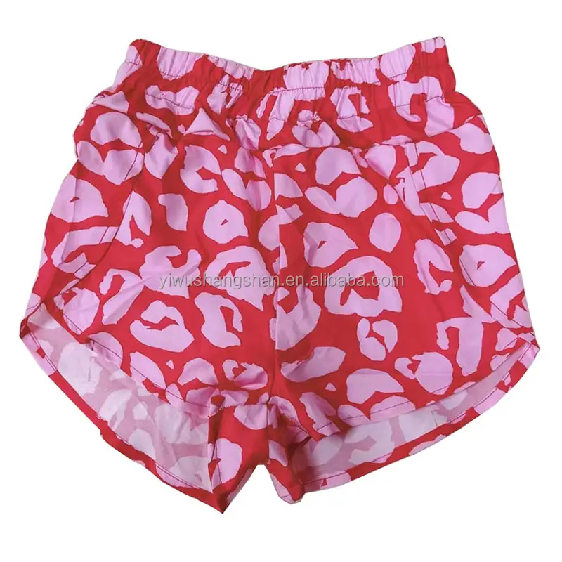 Neuankömmling Custom ized OEM Pink Leopard Pattern Print Kleinkind Baby Milch Seide Stoff Hohe Taille Kinder Mädchen Boutique Shorts