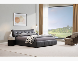 Modern Beige Tufted Headboard Leather Bed Frame Comfort Pocket Spring <b>Mattress</b> Set Home Hotel Bedroom Furniture - Product Image 1