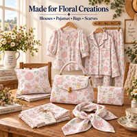 Tissu en coton imprimé numérique personnalisé à motif floral champêtre, doux, 120 g/m², idéal pour robes, chemisiers, quilting et travaux manuels