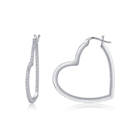 Boucles d'oreilles créoles en argent sterling 925 avec moissanite en forme de cœur pour femme, grandes boucles d'oreilles créoles éternité en moissanite et diamant