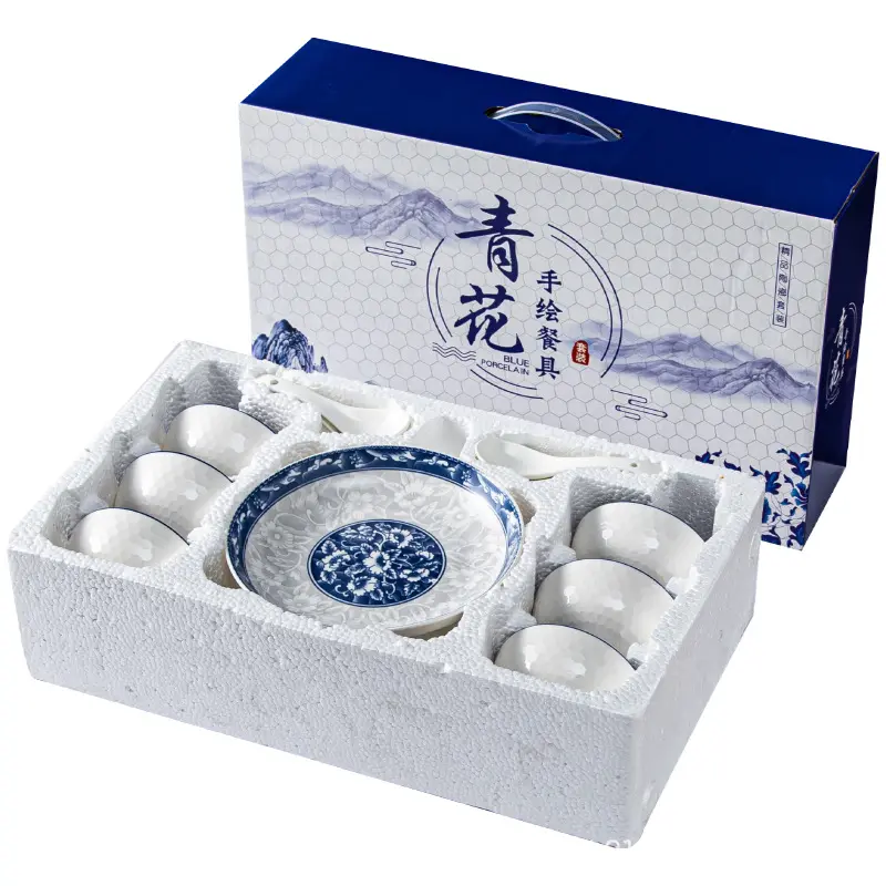 Chinesische Art blau und weiß Porzellan Unter glasur Farbe Home Geschenk Geschirr Porzellan Geschirr Set