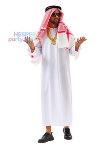 Ensemble de costumes de style arabe du Moyen-Orient HP – Robe pour hommes et femmes, tenue de performance cosplay de tycoon de Dubaï, Émirats arabes unis - Product Image 1