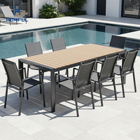 Table de jardin extensible HOMFUL en aluminium avec plateau à lattes imitation bois, table à dîner extensible à un seul côté