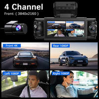 Caméra embarquée OEM 360° Fisheye 4 canaux 4K avant arrière gauche droite avec écran 3,39 pouces, WiFi, GPS et surveillance de stationnement 24h/24
