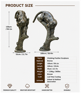 Scultura in Bronzo a Grandezza Naturale di <span class=keywords><strong>Pantera</strong></span> su Albero, Statua Realistica di Puma in Metallo Fusa a Mano per Decorazione di Ville, Giardini e Parchi - Product Image 2