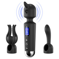 Ensemble de vibrateurs Rhino AV avec têtes interchangeables en silicone, 10 vitesses, fréquence variable, écran d'affichage, charge USB-C, 85 dB silencieux pour