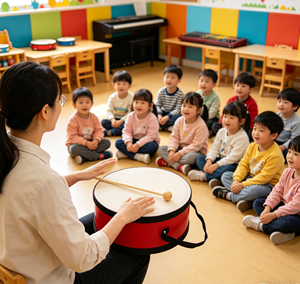 Yellow 8 Inch <strong>Hand</strong> <strong>Drum</strong> with Stick Orff Percussion Instrument, Montessori Educational Toy for Kids Music Class &amp; Early Learning - Product Image 6
