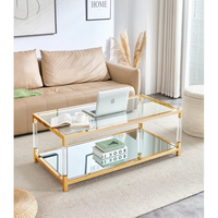 Cadre en acier inoxydable de luxe Table basse rectangulaire décor acrylique salon Centre Table à thé meubles de salon