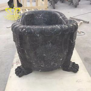 Statue moderne en marbre noir tête de lion égouttoir de baignoire autoportant pour salle de bain hôtel cuisine villa parc robinet inclus - Product Image 5