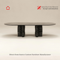 Table à manger ronde en bois massif d'Amérique du Nord, design italien moderne, luxe léger, personnalisable, plateau en marbre, pour villas et restaurants