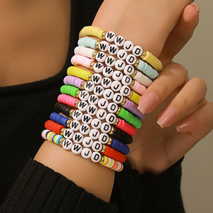 <b>Team</b> <b>Bride</b> Bracelet Set Colorful Polymer Clay Heart Letter Beads Unisex Gift Jewelry - Product Image 2