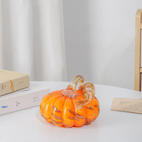 Ornement Citrouille en Verre Artisanal Style Murano pour Décoration de Table d'Halloween, de Thanksgiving et d'Automne, Cadeau de Fêtes