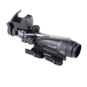 战术ACOG 3.5x35棱镜瞄准镜QD快速分离红色纤维照明瞄准镜，带迷你红点狩猎配件