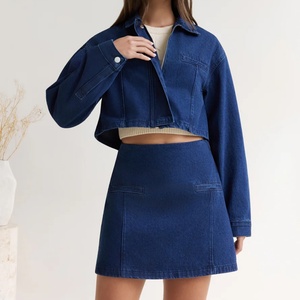 ชุดเดนิมคุณภาพสูง 2 ชิ้น ชุดกระโปรงเดนิมสำหรับผู้หญิง เสื้อผ้าสำหรับผู้หญิง - Product Image 1