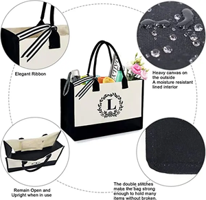 Bolsa de Mano con Logotipo Personalizado OEM, Bolsa de Compras Reutilizable de Lona, Bolsa de Lona de Algodón con Bordado de Moda - Product Image 5