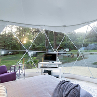Tenda Dome Glamping Mewah Dinding Kaca Transparan Tenda Dome Empat Musim Rumah Kaca Geodesik Tenda Igloo Untuk Perhotelan