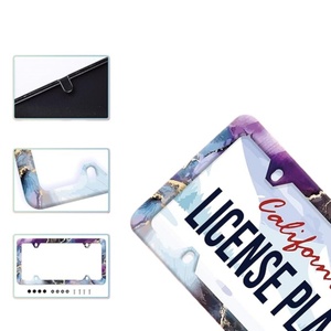 Cornice Personalizzata per Targa <span class=keywords><strong>Auto</strong></span> in Acciaio Inox con Vetro Colorato Stile Americano e Motivi Floreali, Progettata per Donne - Product Image 3