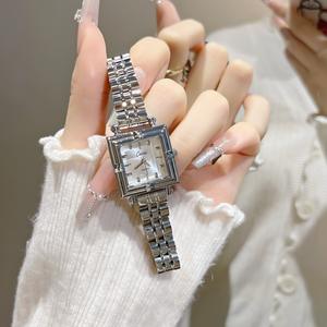 Reloj de Moda de Cuarzo con Esfera Cuadrada Personalizada, Bisel de Doble Capa y Brazalete de Cadena Metálica para Mujer, Casual, para Ocasiones de Negocios - Product Image 2