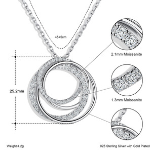 Colliers pendentifs cercle 4 générations, bijoux fins, chaîne en argent S925, diamant créé, moissanite, pour femme, R.GEM. - Product Image 3