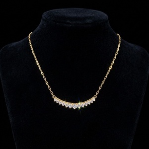 Collier Xinfly en or massif 18 carats avec diamant naturel, pendentif barre incurvée AU750, bijoux de luxe pour femmes, cadeau de mariage - Product Image 2