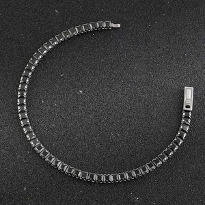 Bracelet Chaîne Tennis Détachable Unisexe Zhaoxiang - Acier Inoxydable Incrusté de Cristaux/Strass Géométrique Tendance - Product Image 5