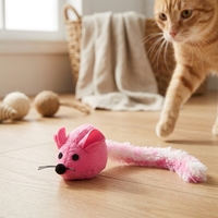 Jouet interactif pour chat avec souris colorée à longue queue et herbe à chat, pour chats d'intérieur