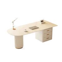 Bureau d'accueil de luxe moderne pour salon de beauté Bureau d'ordinateur de patron au design simple Panneau de roche Style mélamine Fabriqué en pierre durable