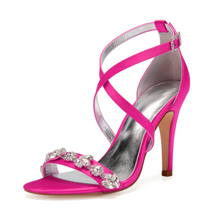 S5748F 2023 di alta qualità con una sola parola sottile moda femminile scarpe <span class=keywords><strong>da</strong></span> sposa con tacco alto strass blu 10 cm - Product Image 2