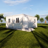 Maison conteneur préfabriquée blanche à plancher plat, économique et portable, 2+1, grande surface habitable, en kit, moderne et durable, pour école