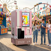 Distributeur automatique professionnel 24h/24 de yaourts et glaces molles avec système de paiement par pièces, QR code et jetons pour usage en intérieur