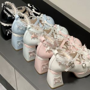 Nueva llegada, zapatos Lolita de talla grande Sweet Berry Bubble en stock, zapatos de tacón alto con plataforma y punta redonda con lazo, calzado bonito para mujer - Product Image 2