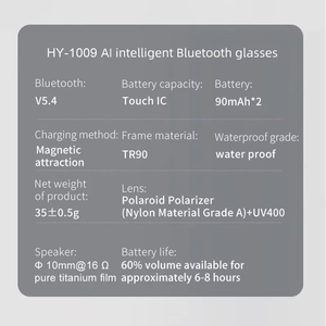 Gafas Bluetooth con IA y GPT Integrado, Traducción en Tiempo Real, Llamadas de Voz, Cancelación de Ruido, Batería de 9H y Soporte Multilingüe - Product Image 2