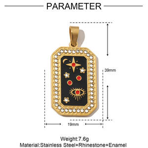 Colgantes de Acero Inoxidable Vintage con Esmalte de <span class=keywords><strong>Tarot</strong></span>, Rectangulares, con Circonitas Brillantes, para Joyería DIY, Venta al por Mayor, Moda - Product Image 2