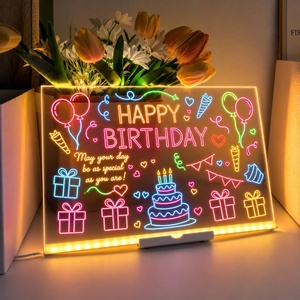 โรงงานขายส่งกระดานเขียนอะคริลิคแบบกำหนดเอง DIY กระดานวาดเขียนแบบลบได้ ไฟ LED กลางคืนพร้อมระบบควบคุมแบบแตะสำหรับเด็ก - Product Image 1