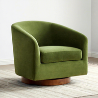 Fauteuil d'appoint pivotant moderne en tissu, avec accoudoirs en forme de baril, coussin d'assise amovible, accoudoirs incurvés, dossier arrondi, pour salon et hôtel
