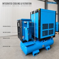 Compresseur d'air à vis monophasé 4-en-1 22KW 37KW 45KW 55KW avec réservoir, sécheur et filtre 380V/400V/220V Économie d'énergie 25% Faible niveau sonore