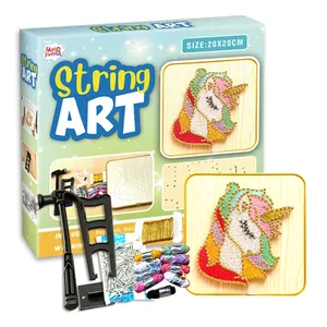 DIY kerajinan kuku berseluk String lukisan kreatif kayu Unicorn String seni anak-anak DIY Kit