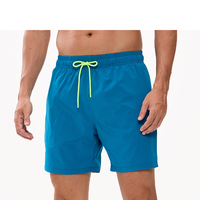 Surf- en zwemshorts voor heren, dagelijks gebruik, kwartlengte, strandshorts, effen, 4-way stretch, casual sportshorts met ritszak