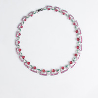 Boucles d'oreilles longues en rubis et pompons, style éventail, de luxe léger haut de gamme, pour banquets, accessoires transfrontaliers Europe-Amérique