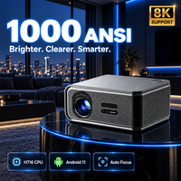 Projecteur intelligent 1080p, 1000 lumens ANSI, mise au point automatique, Wi-Fi, compatible 4K avec haut-parleurs, projecteurs de cinéma maison, fabricant