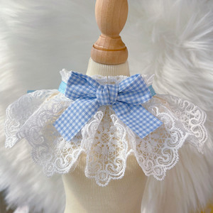 إكسسوارات الحيوانات الأليفة بالجملة: وشاح للكلاب والقطط بتصميم أميرة، مزين بالزهور والدانتيل، من البوليستر، مع ربطة عنق مزخرفة - Product Image 3