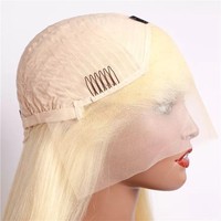 Perruque Lace Front Blonde 13x4 # Cheveux humains raides blonds 613