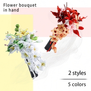 Kit de Bouquet de Mariée en Chenille Noué à la Main avec Strass, Perles et Pompons pour une Composition Florale de Mariage Luxueuse - Product Image 1