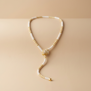 Collier Serpent en Perles Rouges et Jaunes Fait Main, Cordon Perlé Réglable avec Pendentif, Accessoire de Mode, Cadeau - Product Image 4