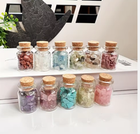 Bouteille à Vœux Personnalisée en Cristal Naturel, Mini Graviers de Pierres Précieuses, Bouteille à Chakra en Verre avec Bouchon en Liège, Vente en Gros