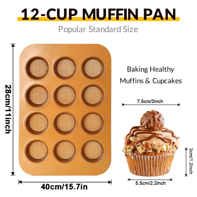 YINJIANG 12-Cup Nonstick Muffin Pan Durable Versatile