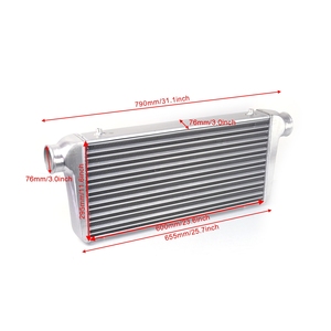 Radiateur <span class=keywords><strong>Intercooler</strong></span> de Voiture 600x300x76mm en Aluminium à Barres et Plaques, Entrée d'Air Froid, Sortie 76mm, Entrée Turbo 3 Pouces, Universel - Product Image 2