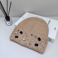 XIANGYU Sportwear, bonnet en tricot de luxe personnalisé de haute qualité, avec strass, épais, 100% acrylique, bonnet d'hiver pour femmes