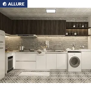 Allure Pvc Top Full Furniture Cabinet Set Price Smart Kitchen Cabinet With Stove Modern Quartz Stone Kitchen